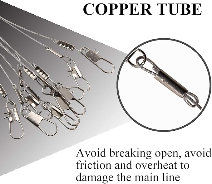 Fishing Leaders, Stainless Steel Fishing Wire Saltwater Tackle Rig with Swivels Snap Beads for Lures Bait Hooks High Strength Fishing Leader Wire Gear Equipment 2 Arms 3 Arms