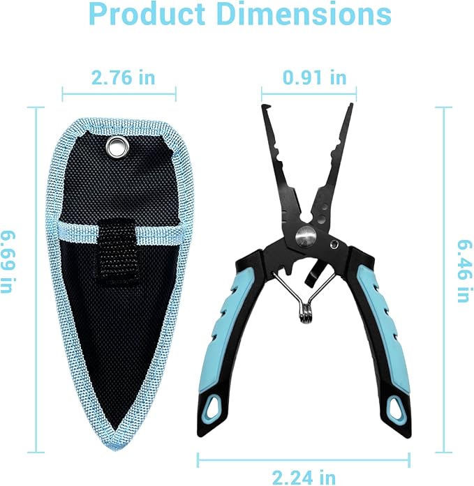 Keenjorika Multi-Function Fishing Pliers with Braided Line Cutter and Hook Remover, Ergonomic Stainless Steel Fishing Tool with Lanyard and Sheath, Outdoor Fishing Gear for Freshwater and Saltwater