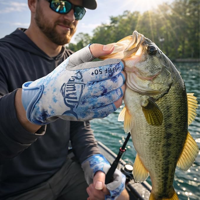 Palmyth UPF 50+ Fingerless Sun Fishing Gloves –UV Protection Lightweight Water Sports Gloves for Kayaking, Paddling & Canoeing