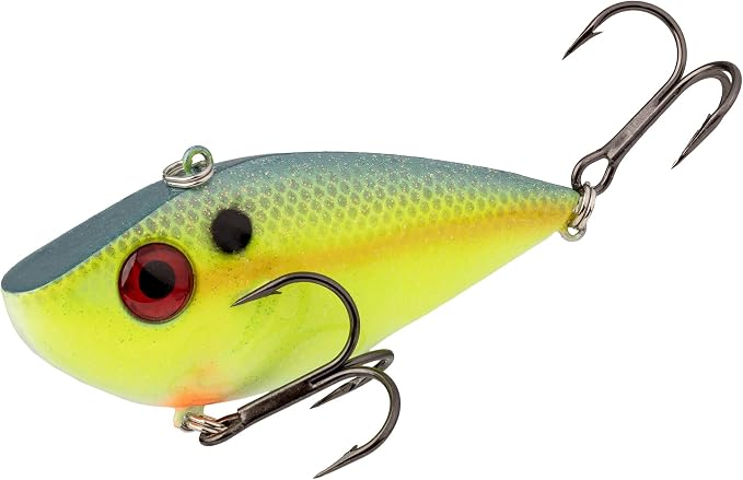 Strike King Red Eyed Shad Fishing Lure, Lipless Crankbait, Free-Floating Internal Rattles, 3D Eyes, Premium Size 3 Treble Hooks, Sinking