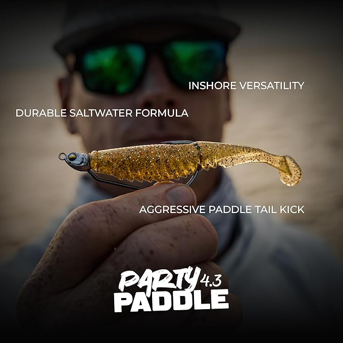 6th Sense – Party Paddle 4.3" – Saltwater Swimbait – Inshore Fishing – Redfish/Trout/Snook – Paddle Tail Soft Plastic