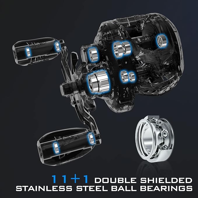 KastKing MegaJaws Elite Baitcasting Fishing Reel, New AutoMag Dual Braking System, Only 6.7oz, 17.64 LBs Carbon Fiber Drag, 11+1 Shielded BB, High Speed 5.4:1 to 9.1:1 Gear Ratios
