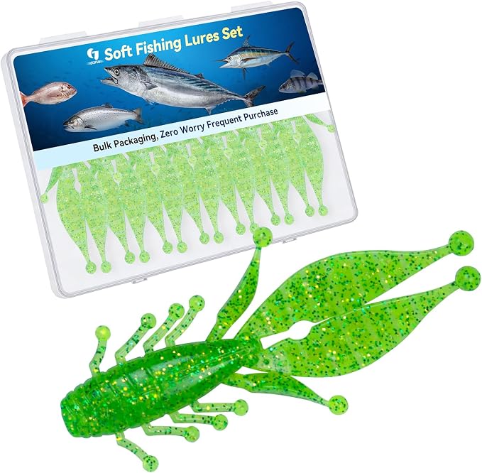 Clearance Bionics-Designed Durable Soft Plastic Fishing Lures Kit with Bonus Accessories, 3/4/5/6 Inch, 9-Type Lifelike Swimbaits in One Gear Set Included Tackle Box for Bass