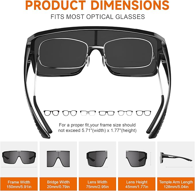 suoso Sports Polarized Fit Over Glasses: Men and Women UV400 Protection SunGlasses for Driving Fishing
