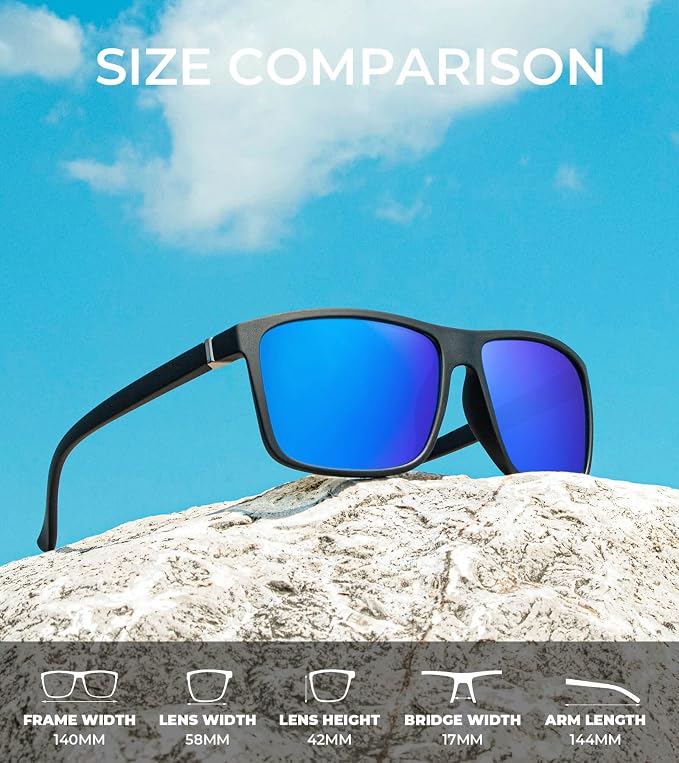 KALIYADI Polarized Mens Sun-Glasses Sunglasses-Men : Classic Sunglasses with UV Protection for Fishing Driving Golf