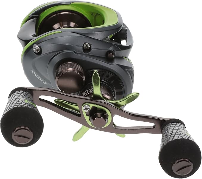 Lew's MACH 2 Baitcast Fishing Reel, 7.5:1 Gear Ratio, Graphite Frame, Premium 10 Stainless Steel Ball Bearings, Black/Green