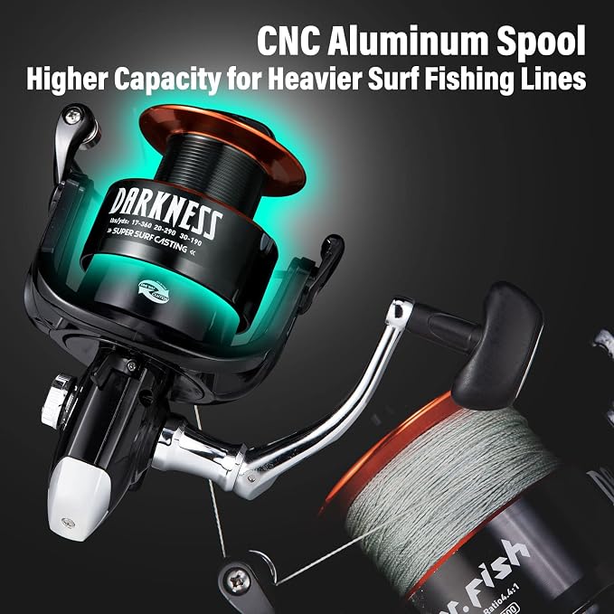 Dr.Fish Surf Fishing Rod and Reel Combo, Saltwater Fishing Combo, 12ft Surf Rod 8000/9000 Spinning Reel 9+1 BB, Offshore Gear Kit Pole Equipment Set