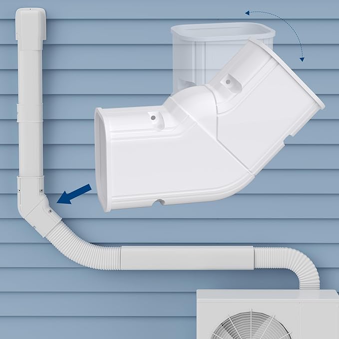 3" Flexible Level Bend Cover, 90°-135° Flat Elbow, Upgrade PP Heat-resistant, Paintable Decorative Line Set Cover Kit Parts Accessories for Mini Split Air Conditioners, AC, HAVC and Heat Pumps