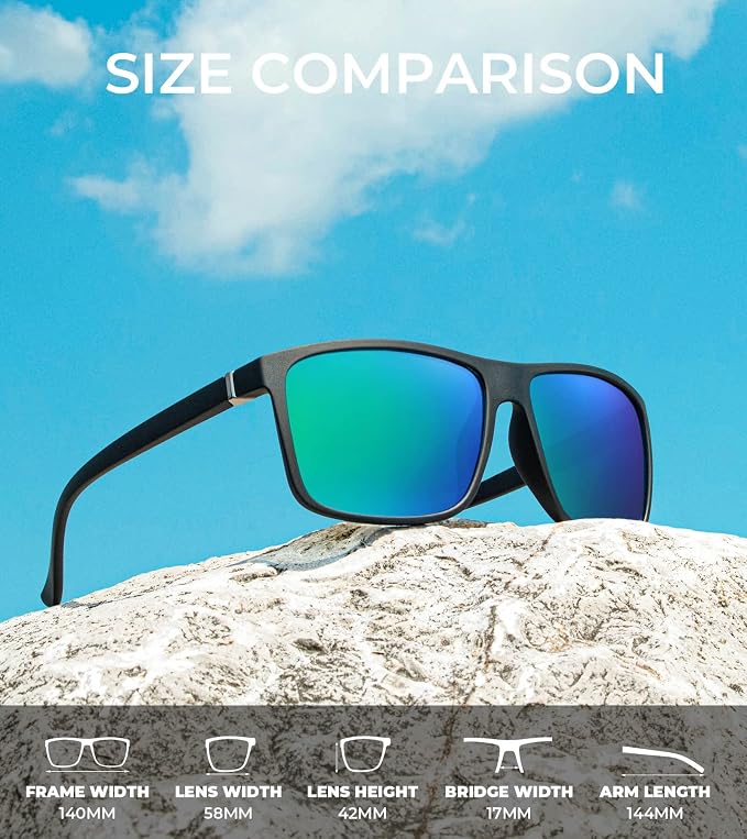 KALIYADI Polarized Mens Sun-Glasses Sunglasses-Men : Classic Sunglasses with UV Protection for Fishing Driving Golf