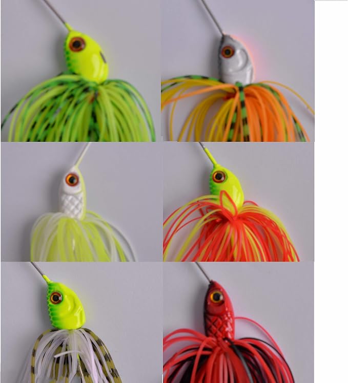 Bass Fishing Spinner Bait Kits Bass Lures Hard Metal Spinnerbait Jigs Multicolor Buzzbait Swimbaits Silicon Skirt Swim Jigs for Bass Trout Pike Salmon Walleye Freshwater Saltwater