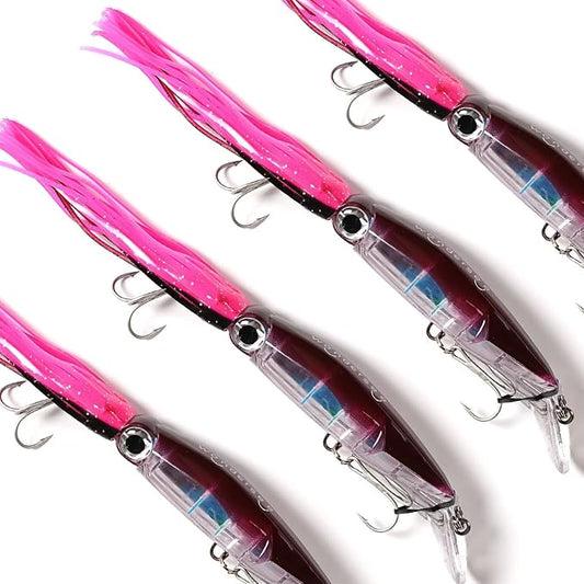 Wondersee Squid Fishing Bait Soft Hard Lures Kit Swimbait Crankbait Jig Simulation Weighted Holographic 4 PCS