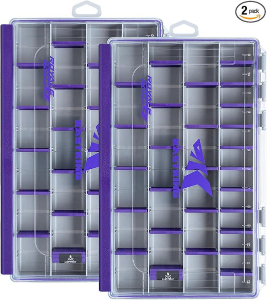 KastKing HyperSeal Waterproof Tackle Box, 3600 and 3700 Tackle Trays, Fishing Tackle Box Organizer with Removable Dividers, Lure Box and Terminal Tackle Storage,Purple