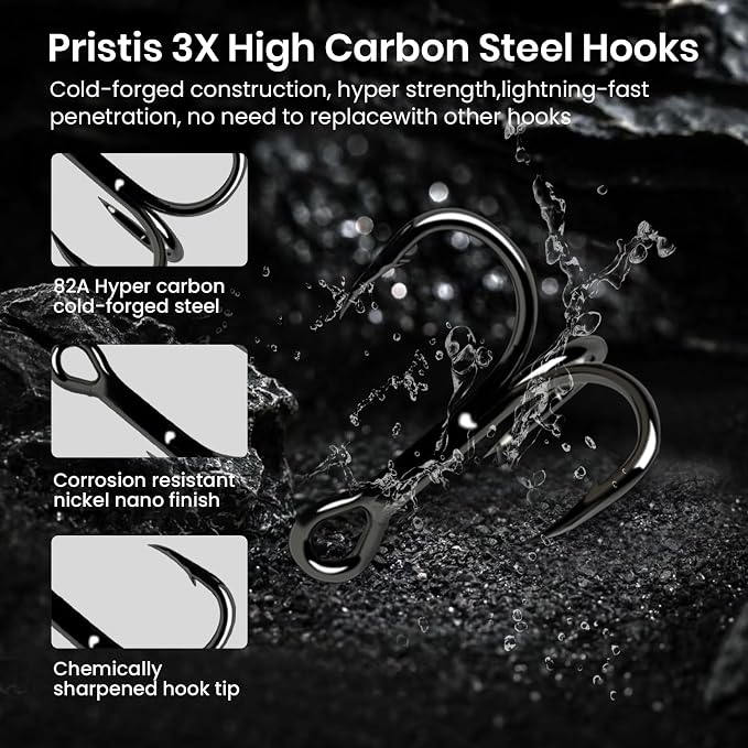 Pristis 3 pcs Topwater Fishing Plopper Lures, Floating Popper Bait Set with Chemically Sharpened Hooks for Saltwater Freshwater, Top Water Plopping Swimbait Teaser for Bass Tuna Perch Pike Crappie
