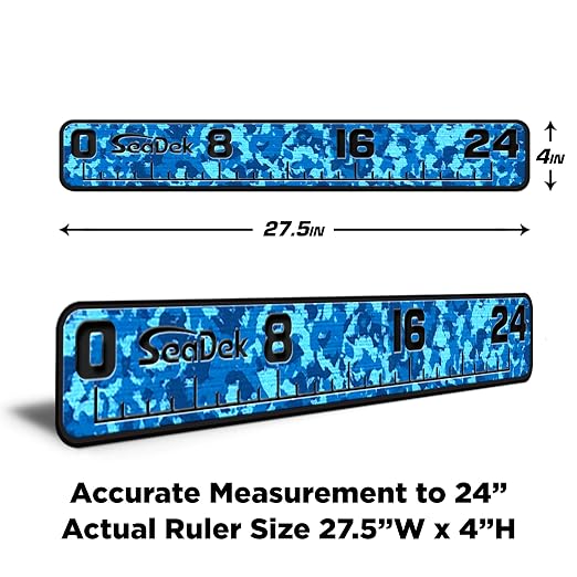 USATuff SeaDek EVA Foam Fish Measuring Ruler for Boat, Fishing, Kayak | Adhesive Backing Peel & Stick - 24" Aqua Camo-Black