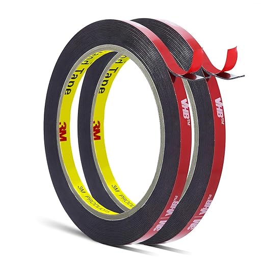 3M Double Sided Tape Heavy Duty 1/4 Inch x 15.4 Ft 2 Pack, Waterproof 5925 Foam Mounting Tape for Automotive, LED Strip, Trim, Mirror, Wall Décor, Home & Industrial Use, Heat & Weather Resistant
