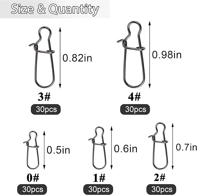 Duo Lock Fishing Snap Kit, Stainless Steel Fishing Nice Snap Swivels High Strength Fishing Snaps and Clips Fishing Connector Tackle Kit for Saltwater Freshwater
