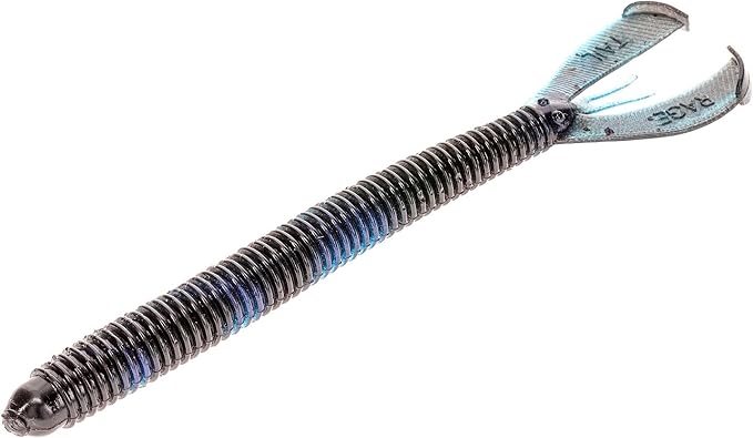 Strike King Rage Twin Tail Menace Worm Soft Bait Fishing Lure, 6", 2 Rage Flange Tails