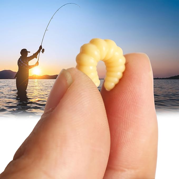 50Pcs Soft Fishing Lures Earthworms Baits Maggot Smell Lures Silicone Artificial Baits Fishing Tackle Accessories Flexible Silicone Soft Freshwater