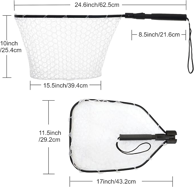 GOODCAT Fly Fishing Net, Bass Trout Landing Net, Folding Fishing Nets Fresh Water, Safe Fish Catching or Releasing, Fly Fishing net Magnetic Release