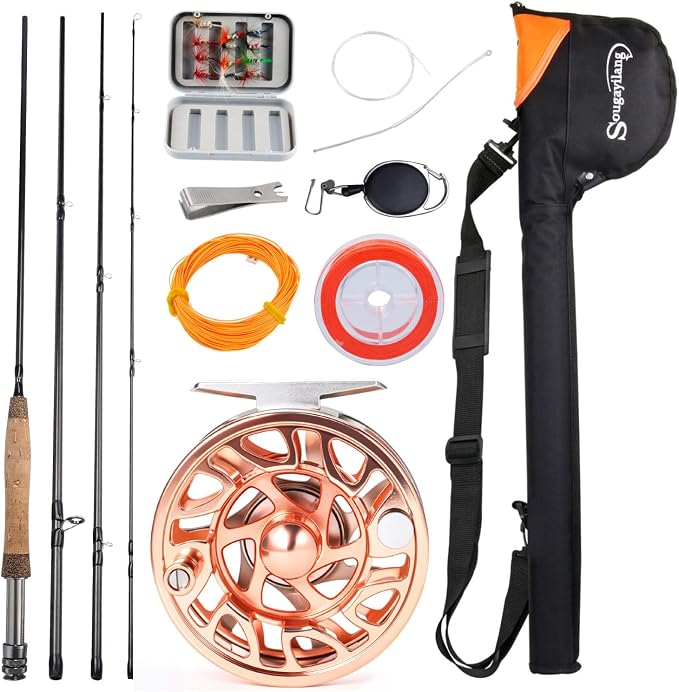 Sougayilang Fly Fishing Rod and Reel Combo, 5/6 Weight, Lightweight Portable, Starter Package