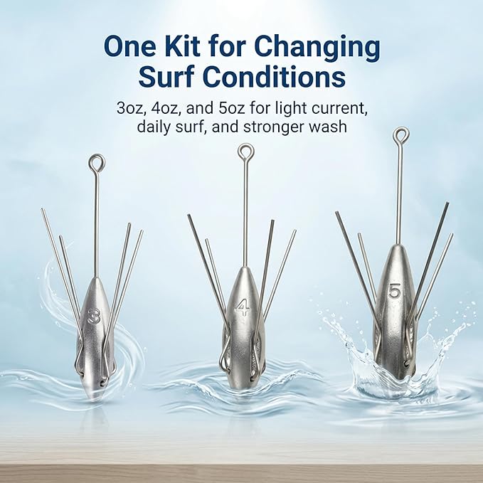 Sputnik Sinker Spider Sinkers 3/6‑Piece — Heavy‑Duty Long‑Tail Surf Fishing Weights for Strong Currents and Beach Casting, Lead Alloy Tackle Set