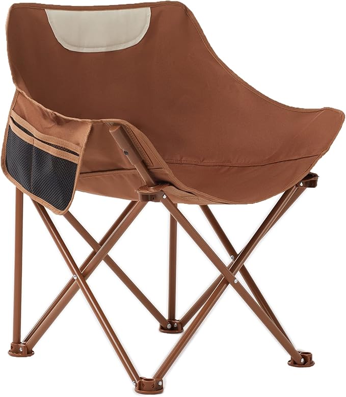 Portable Lightweight Compact Camping Foldable Chair with Carry Bag for Hiking Fishing Beach Brown