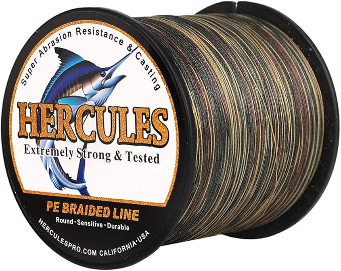 HERCULES Cost-Effective Super Cast 8 Strands Braided Fishing Line 10LB to 300LB Test for Salt-Water,109/328/547/1094 Yards(100M/300M/500M/1000M),Diam.#0.12MM-1.2MM,Hi-Grade Performance,Variety Colors