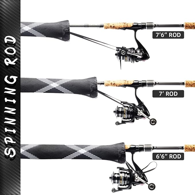 SF Fishing Rod Sock Fishing Rod Sleeve Rod Cover Braided Mesh Rod Protector Pole Gloves Fishing Tools for Spinning Fishing Rod,Casting Rod,Musky Rod, Ice Rod, Fly Rod, Spey Rod