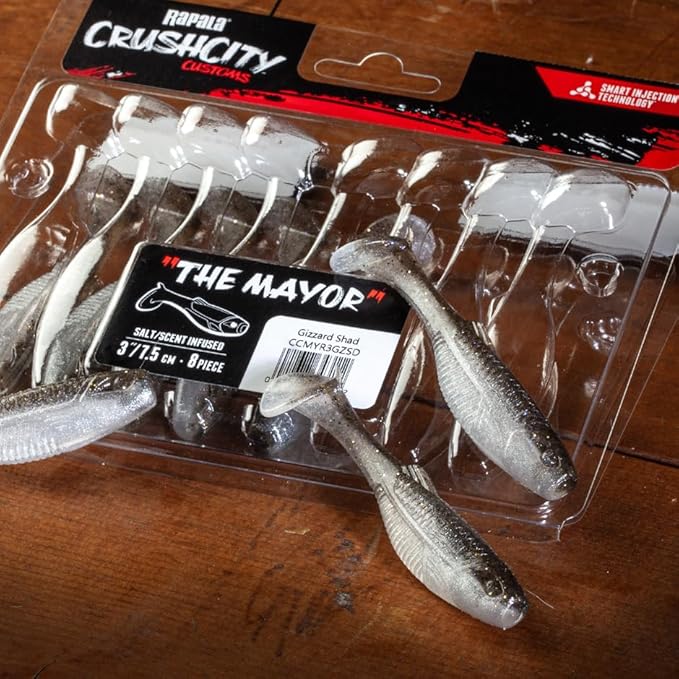 Rapala CrushCity Mayor Soft Plastic Paddle Tail Swimbait, Strong Kicking Action for Swim Jigs & Underspins, Bass, Redfish, Trout, Snook, Walleye & More