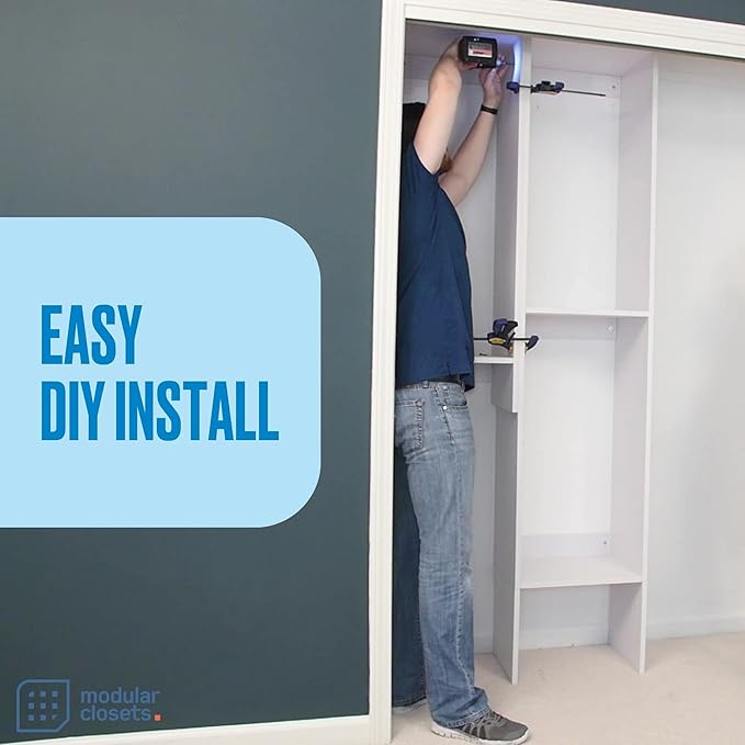 Medium Hanging Closet Unit - Modular Closet System For Hanging - Corner Closet System - Closet Organizers And Storage Shelves (White, 30 inches Wide) Closet Shelves