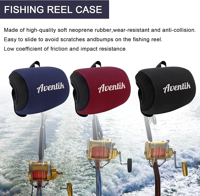 Aventik Neoprene Conventional Reel Cover Round Reel Gloves Trolling Reels Storage Reel Pouch Fits 800 1000 2000 3000 4000 5000 6000 Series Fishing Reels
