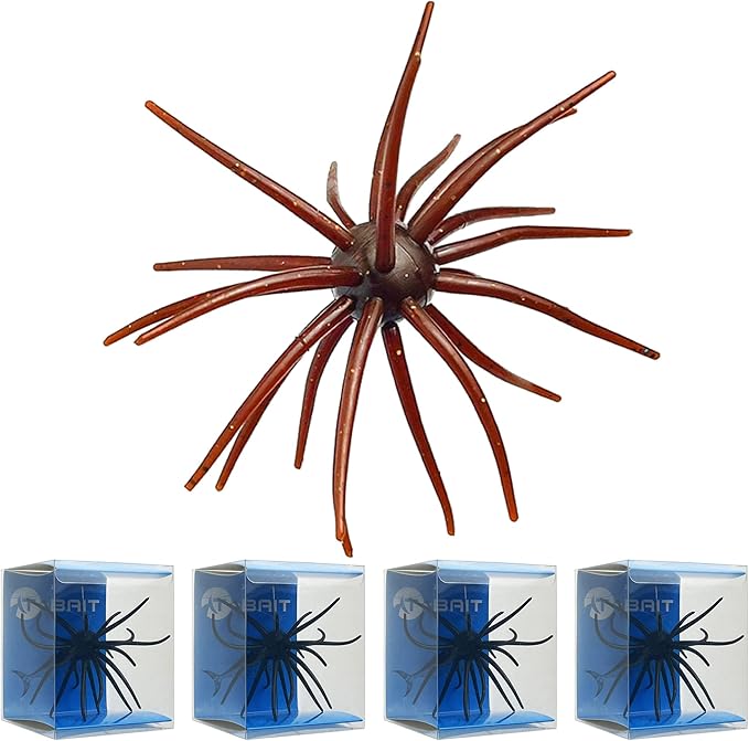 4Pcs Floating Sea Urchin Soft Lure | Tentacle Creature Lure, 4.33" & 3.54" TPR Finesse Baits, 5 Colors, Ideal for Bass Fishing with Drop Shot, Wacky Rig, Neko Rig