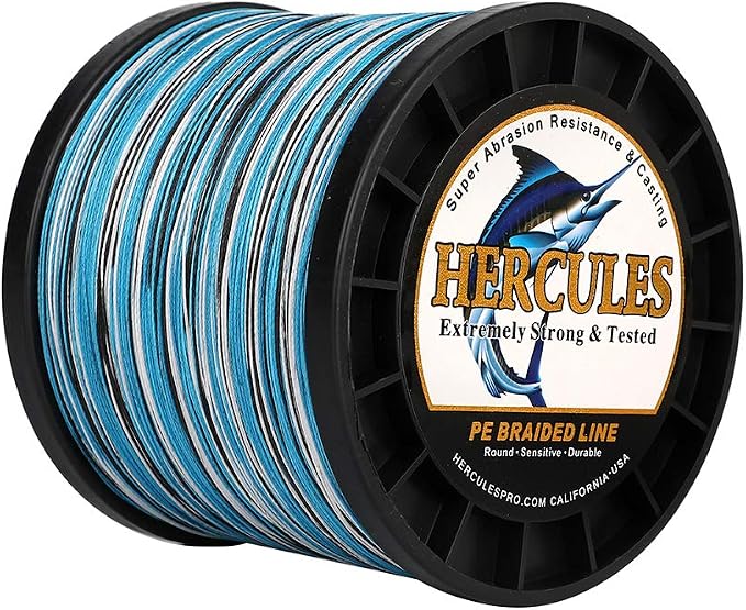 HERCULES Cost-Effective Super Strong 4 Strands Braided Fishing Line 6LB to 100LB Test for Salt-Water, 109/328 / 547/1094 Yards (100M / 300M / 500M / 1000M), Diam# 0.08MM - 0.55MM, Hi-Grade