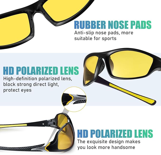 TOODOO 4 Pairs Men Polarized Sunglasses with UV Protection Driving Glasses Sports for Sport Outdoor Activities