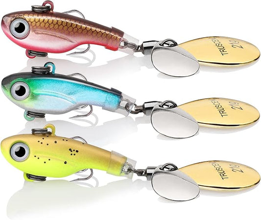 TRUSCEND Swim or Jig Fishing Spinner Baits for Freshwater and Saltwater, Rooster Tail Fishing Lures for Trout Bass Walleye Crappie Salmon Pike, Blade Bait with Copper Blade