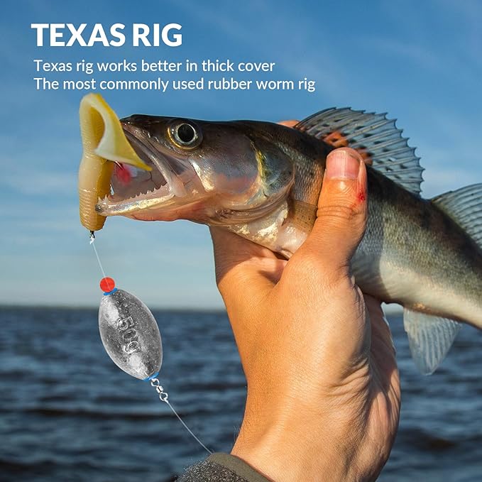 THKFISH Texas and Carolina Fishing Rig Bass Fishing Bullet-Weights for Fishing Sinkers Hooks Rolling Barrel Fishing Swivels Beads Rings Fishing Tackle Kit 35pcs/339pcs/389pcs