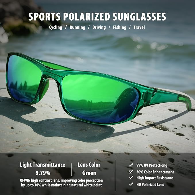 Sports Polarized Sunglasses for Men Women Wrap Around Sun Glasses Fishing Cycling Driving Running UV Protection