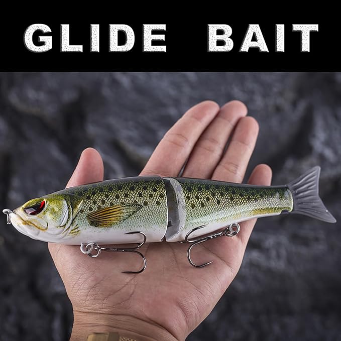 Glide Bait, Slow Sinking Swimbait, Topwater Hard Lures for Bass Catfish,Pike Perch, Freshwater or Saltwater