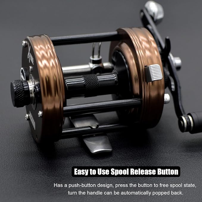 X-Tribe Round Baitcasting Fishing Reel, Synchronized Level Wind System, 17 LBs Powerful Carbon Drag, 5.3:1 Gear Ratio, Single Power Handle, All Metal Frame and Side Covers for Saltwater