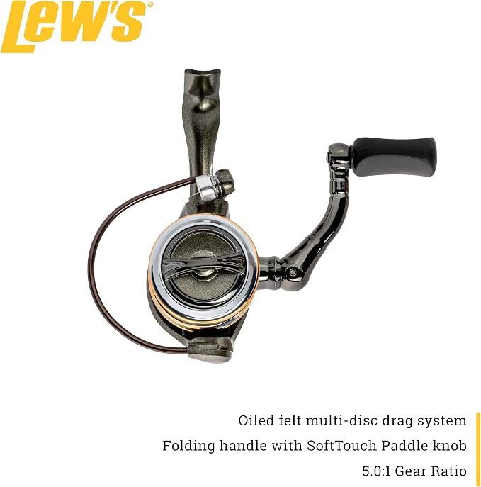 Lew's Laser Lite Spinning Fishing Reel, 6+1 Bearings, Graphite Frame and Sideplate, Speed Lube, Multi-Disc Drag