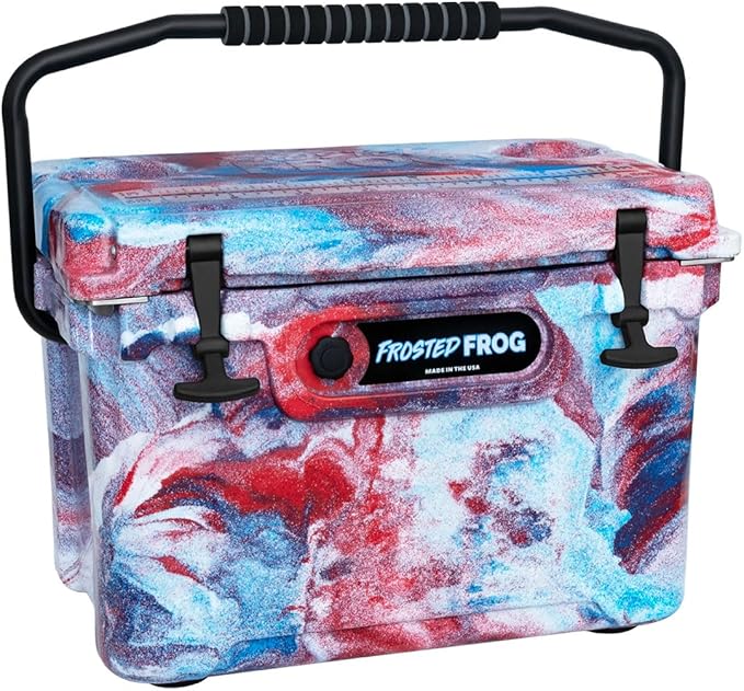 USA Made Frosted Frog Camo 20 Quart Ice Chest Heavy Duty High Performance Roto-Molded Commercial Grade Insulated Cooler
