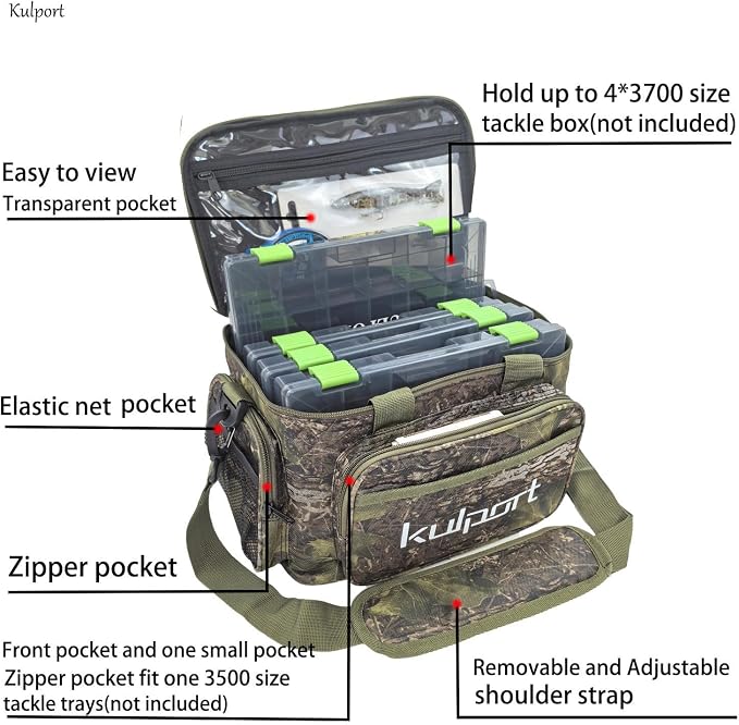 Fishing Tackle Bag with One 3600 Tackle Box for Freshwater Fishing or Saltwater Fishing Non-Slip Shoulder Strap & Suitable for 3700/3600/3500 Tackle Box