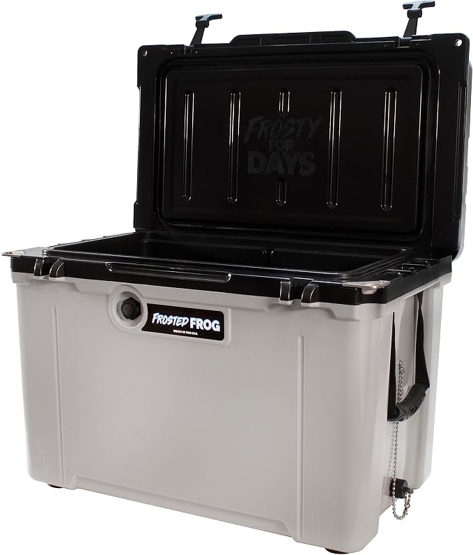 Frosted Frog 54 Qt Hard Cooler, Lightweight Made in USA Insulated Ice Chest | 30% lighter than rotomolded coolers; 54-quart hardside for camping, fishing, boating, beach, BBQ, tailgating & drinks