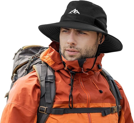 TOP-EX L/XL/XXL UV50+ Waterproof Bucket Sun Hat for Fishing Golf Hiking All-Weather Outdoor Rain Hat Stiff Brim