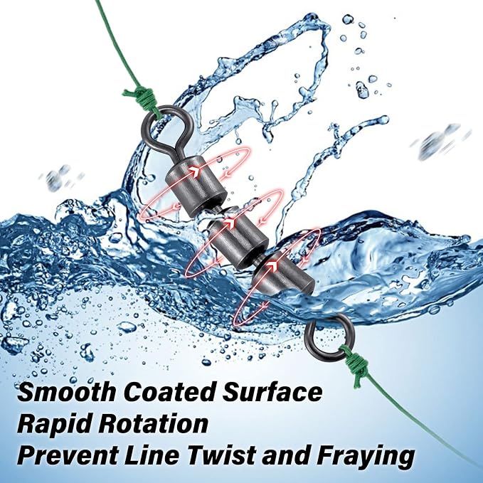 Dr.Fish High Speed 3 Roller Swivels, Bead Chain Barrel Swivels Fishing Tackle Trolling Rolling Leader Lure Connector Salmon Walleye Freshwater