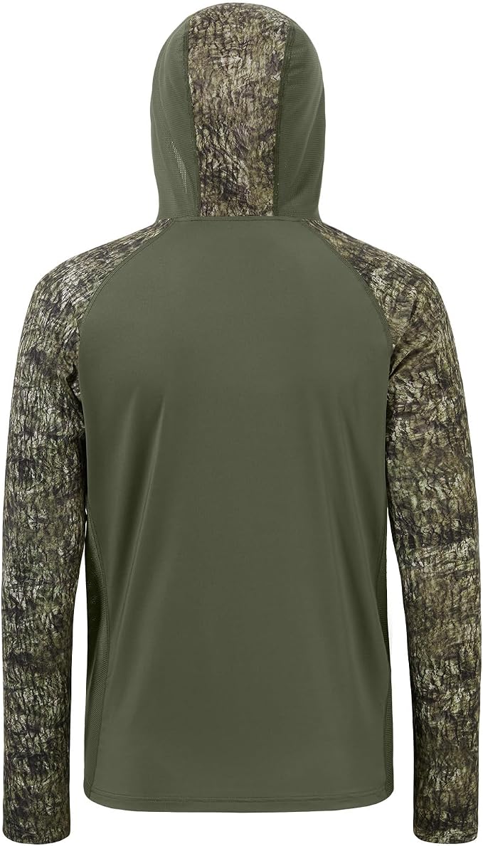 BASSDASH Men’s UPF 50 Performance Fishing Shirt Cooling Hoodie Camo Long Sleeve FS17M