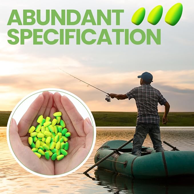 Skylety 60 Pieces Foam Floats Bullet Fishing Foam Snell Floats Pompano Rigs Oval Fly Fishing Strike Indicators for Trout Catfish Walleye