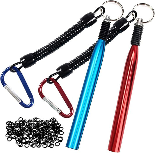 Wacky Rig Tool With Fishing O-Rings, Rigging Kit for Senko, Ring Tools for Clip Soft Baits Worms With Keychain Lanyard Fishing Bait Rigs