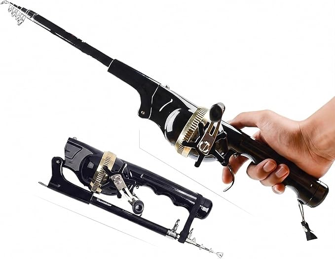 Telescopic Fishing Rod and Reel Combo for Adults & Beginner | Integrated Anti-Tangle Spincast Reel, Pre-Spooled Line, Foldable Pocket Fishing Pole, Compact Travel Gear for Camping, Hiking