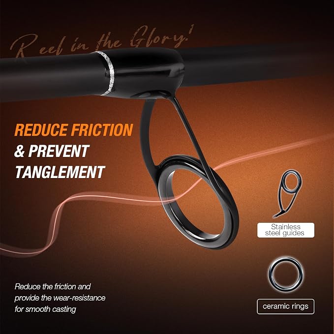 Ghosthorn Fishing Rod and Reel Combo Spinning Combo with EVA Handle, 2-piece Fishing Rod with Fishing Pole Sleeve, Stainless Steel Guides and Ceramic Rings for Men Women
